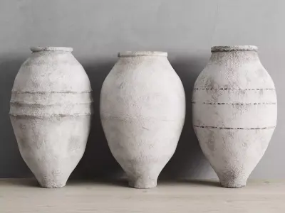 White Washed Antique Turkish Olive Jars Low-poly 3D model