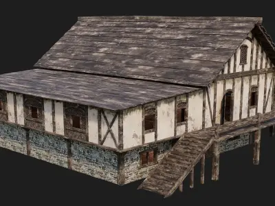 Old Medieval House 4K Textures GameReady 155 Low-poly 3D model