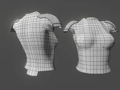 Simple sci-fi female red metal armor Low-poly 3D model Low-poly 3D model