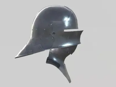 Medieval Sallet Helmet 02 Low-poly 3D model