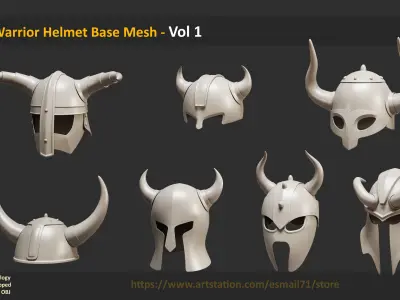45 Warrior Helmet Base Mesh - Vol 1 Low-poly 3D model
