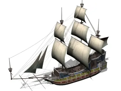 Galleon Low-poly 3D model from CGTrader
