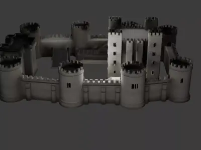 Royal Medieval Fortress Castle 3D Model Low-poly 3D model