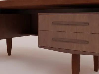 1970s Antique Wooden Desk 3D model