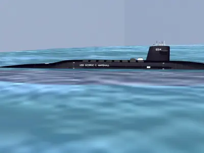 Ben Franklin Class USS George C Marshall SSBN-654 3D model