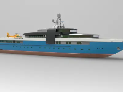 Yacht Roxette with helicopter 3D model
