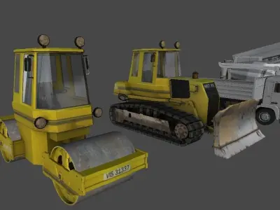Construction vehicles Low-poly 3D model