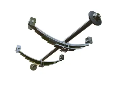 Leaf spring or carriage spring 3d model with axle  Low-poly 3D model