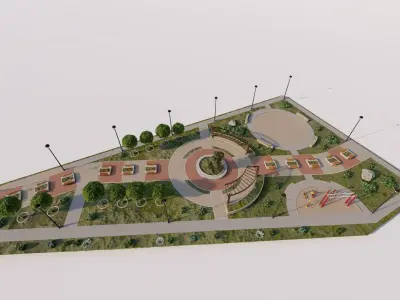 public park-Private Park Landscape 3D model 13
