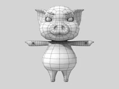 Little pig collection Low-poly 3D model
