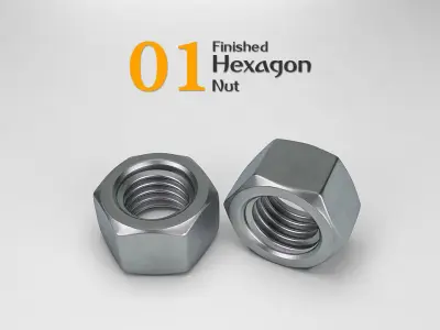 Nuts Collection metal and bolts Low-poly 3D model
