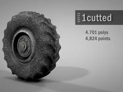 Truck Wheels Pack Low-poly 3D model
