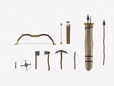 Low Poly Survival Weapon Pack Low-poly 3D model