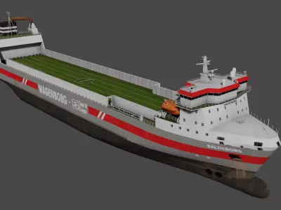 Ro-Ro Cargo vessel Low-poly 3D model