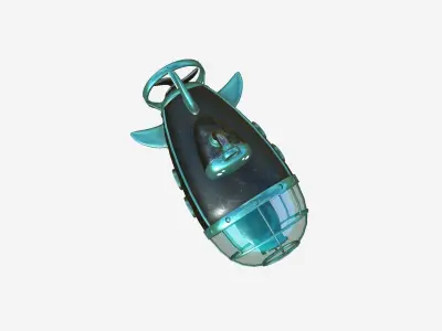 Submarine Cartoon A08 Blue Black - Sub Watercraft Vehicle Low-poly 3D model