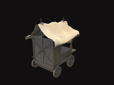 Medieval Cart V04 Low-poly 3D model