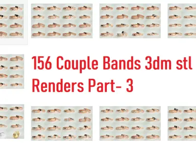 156  Couple Band Ring 3dm stl render detail Part-3 3D Model Pack