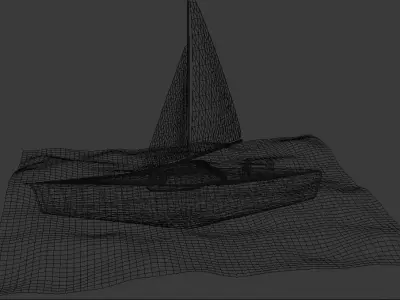 Sailboat floating in ocean Free 3D model purchase