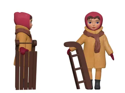001316 lil girl with sled 3D model
