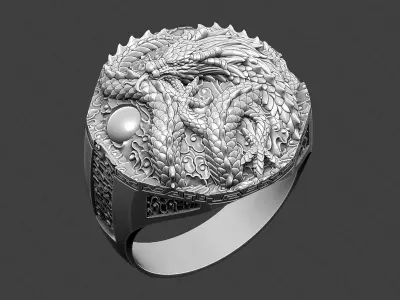 Dragon ring or serpent monster Draconian Beast demon wyvern 3D print model
