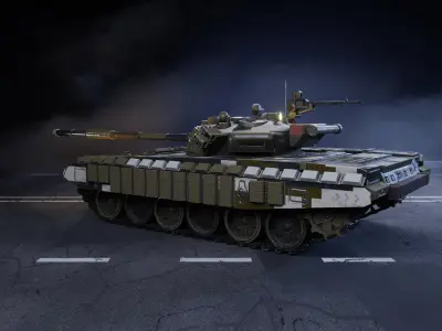Ukrainian Tank T-72 in Pixel Camo - Game-ready Low-poly 3D model