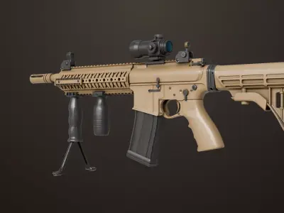 Machine Gun 17 Sandal All PBR Unity UE Textures Low-poly 3D model