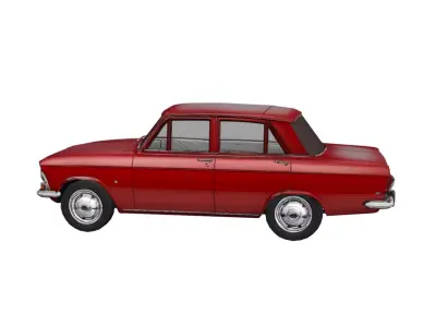 Moskvitch 412 1972 Low Poly Classic Sedan Car Model Low-poly 3D model