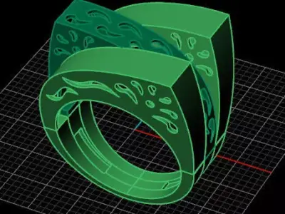 2 part fusion gold ring  3D print model