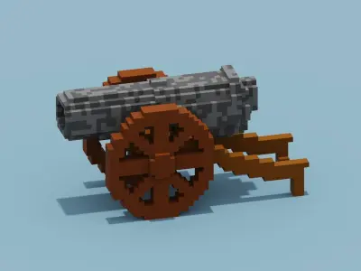 Voxel Cannon Low-poly 3D model