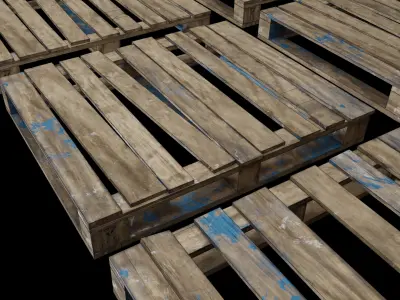 Wooden Pallets boxes and sticks Gameready and optimized assets  Low-poly 3D model