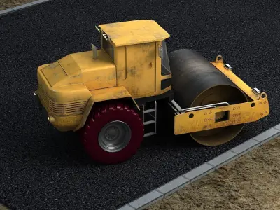 Road Roller construction Leveler grader road repair 3D model