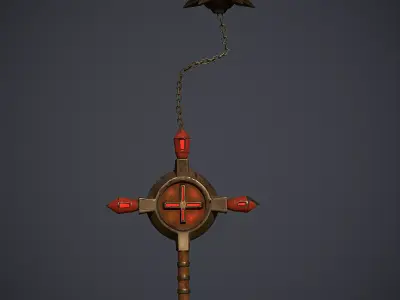 Game-Ready Blood Cross Flail Low-poly 3D model