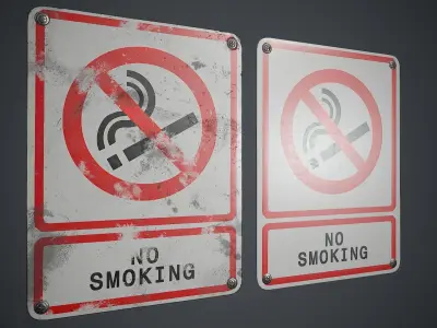 Plastic No Smoking Sign 3 PBR Game Ready Low-poly 3D model