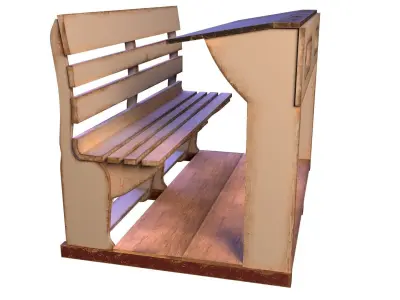 Early 20th Century Bench 1920s Low-poly 3D model