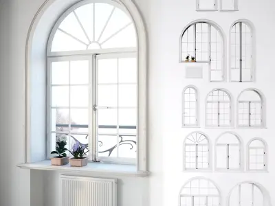 Classic arched windows set 3D model
