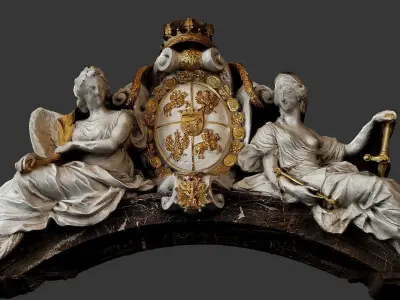 baroque figures palace entrance sculpture photogrammetry Low-poly 3D model