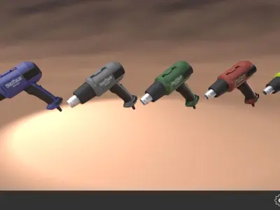 Heat Gun Set Low-poly 3D model