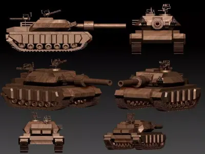 tank with machine gun 3D model