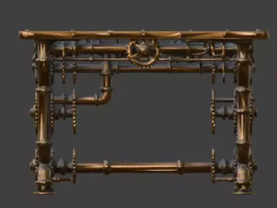 Gear-Driven Console Table 3D Model Free low-poly 3D model