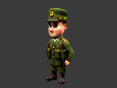 Cartoon World War I Soldier Low-poly 3D model