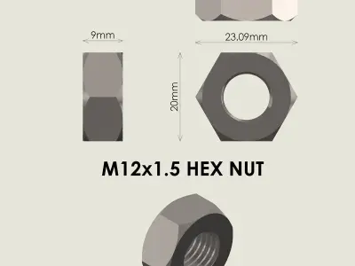 M12 Bolt and Nut 3D print model