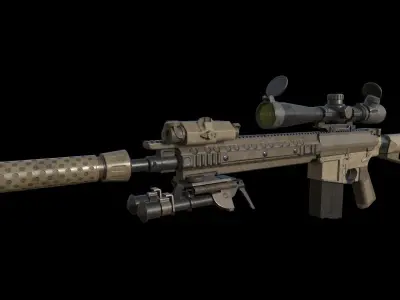 M001K1 Sniper Rifle Low-poly 3D model