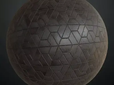 Industrial Weathered Black Polygonal Stone Tiles PBR Seamless Texture