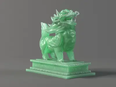 carved model jade seal Panlong Dragons 3D model purchase