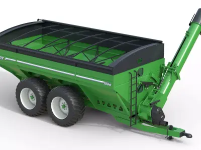 Brent 1596 Dual Auger Grain Cart Low-poly 3D model