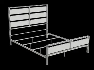 Industrial Farmhouse Queen Bed 3D model