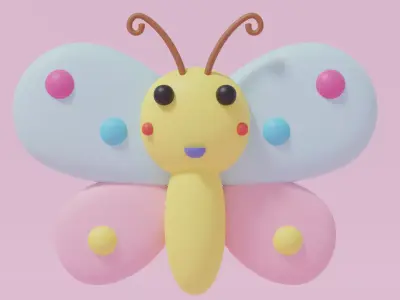 Cartoon Cute Butterfly 2 3D model