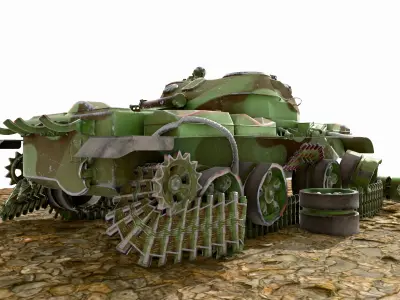 destroyed tank Low-poly 3D model by unityking24