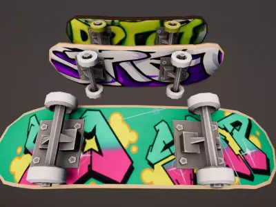 Stylized Skateboard Low-poly 3D model