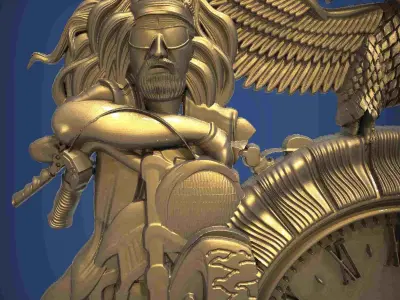 Carved clock for 3D printing and CNC 3D print model 23